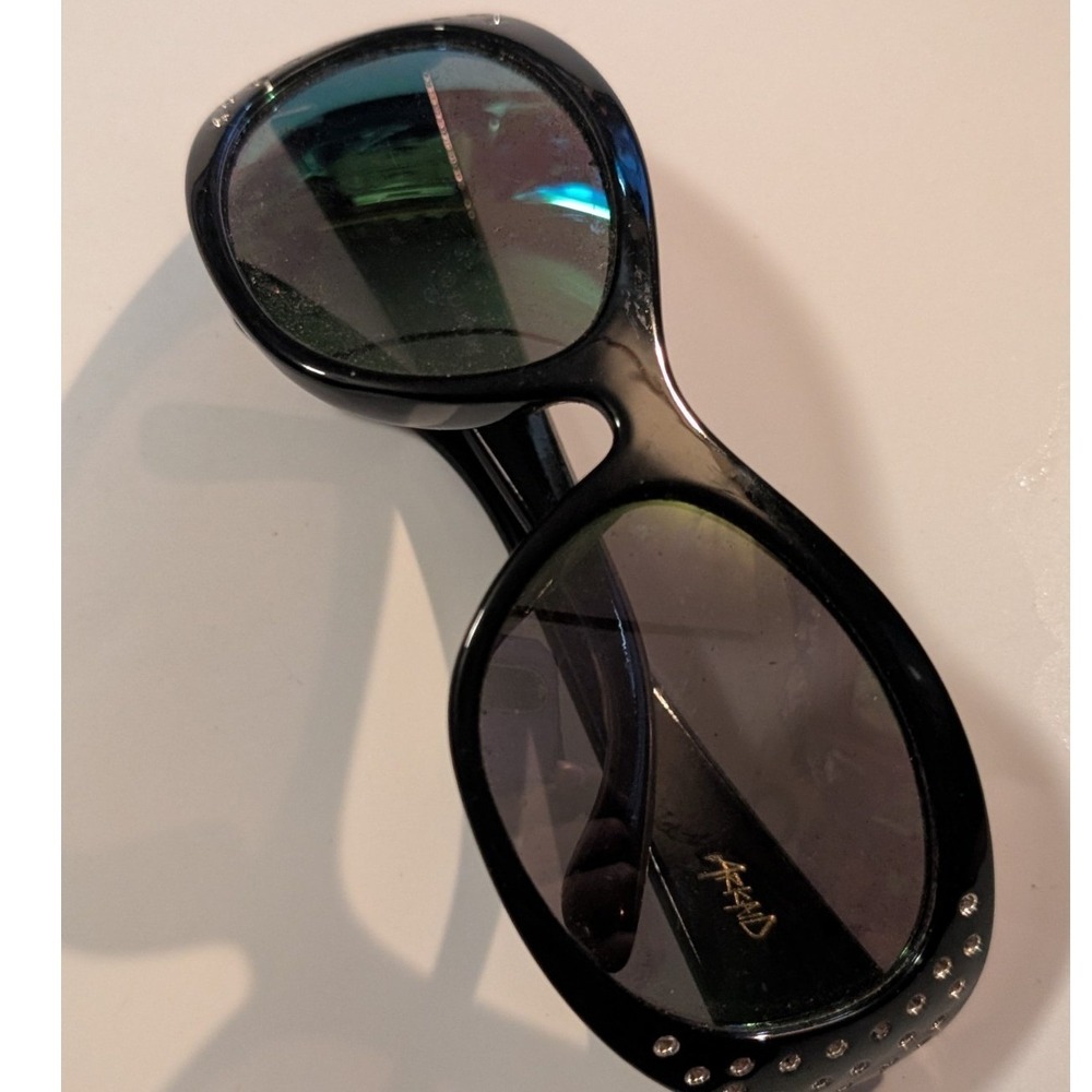 Disney Arkad Sunglasses Black Oversized Rhinestone Minnie Mouse Bow Wrap Around